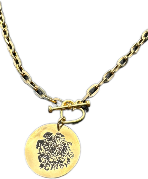 Double Sided Pendant Solo Foot Print and Kiss with Heart Toggle Clasp - Image 4