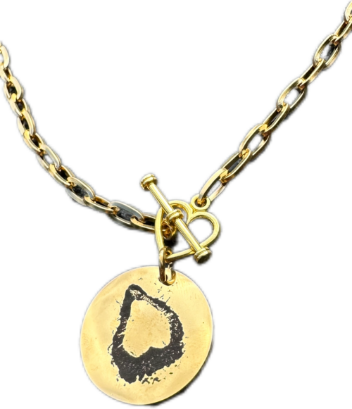 Double Sided Pendant Solo Foot Print and Kiss with Heart Toggle Clasp