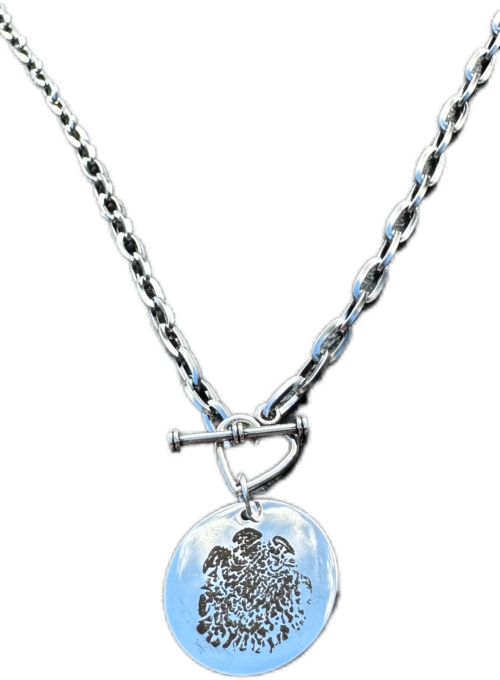 Double Sided Pendant Solo Foot Print and Kiss with Heart Toggle Clasp - Image 2