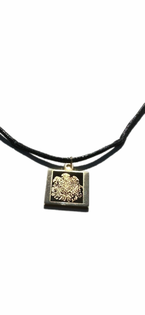 Gold Elephant Foot Print on Square Pendant on Adjustable Cord Necklace