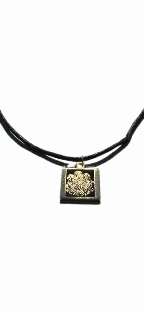 Gold Elephant Foot Print on Square Pendant on Adjustable Cord Necklace - Image 2